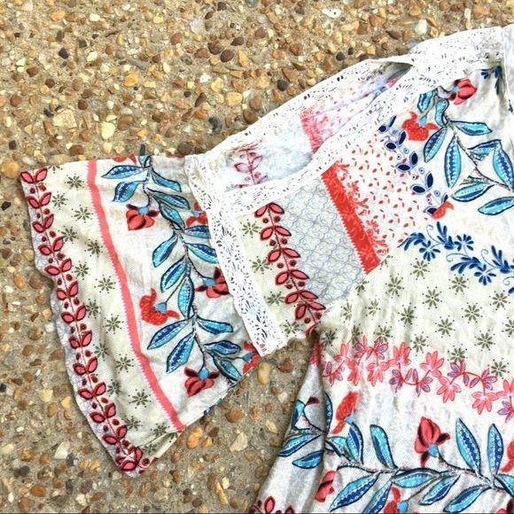 Vintage America Peasant Floral Cold Shoulder Top Size XL - Picture 3 of 7